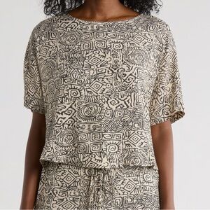 Adrianna Papell Boxy Short Sleeve Button-Up Top - NWOT